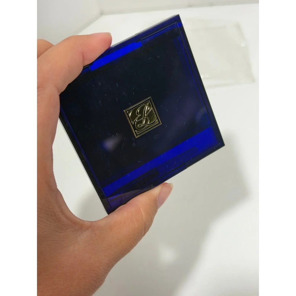Estee Lauder Cobalt Blue Gold Logo Compact Mirror Set Square Round Vintage Style